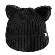 PIMOXV Unisex Warm Knitting Breathable Cat Ears Windproof Baggy Stretch  Crochet Winter Soft Beanie Caps Wrap Outdoor Hat Winter Clearance Hats for  Men Women 