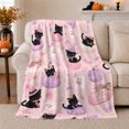 thumbnail image 1 of Kawaii autumn celebration Pastel Goth Theme Adorable Black Cats, Warm Flannel Blanket for Living Room and Bedroom, Playful Pet Portrait Pattern, Cat Lovers autumn celebration Gift, 1 of 7