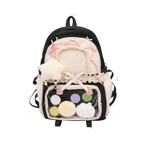 Kawaii backpack Coquette Aesthetic Daypack Y2k backpack with Transparent Window Clear Pockets