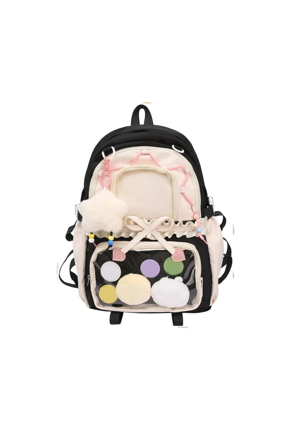 Kawaii backpack Coquette Aesthetic Daypack Y2k backpack with Transparent Window Clear Pockets