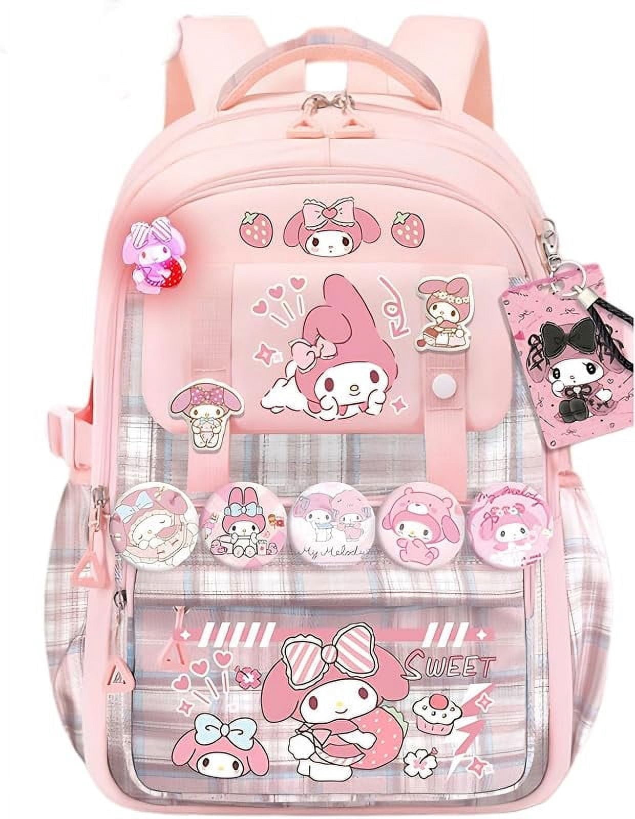 YAHAFEPY Kawaii backpack with 18PCs accessories anime cartoon anti-theft travel aesthetic new semester gifts bag with cute pins…