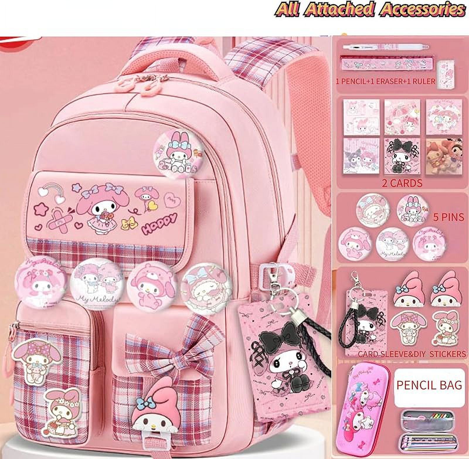 YAHAFEPYKawaii backpack with 18PCs accessories anime cartoon anti-theft travel aesthetic new semester gifts bag with cute pins…