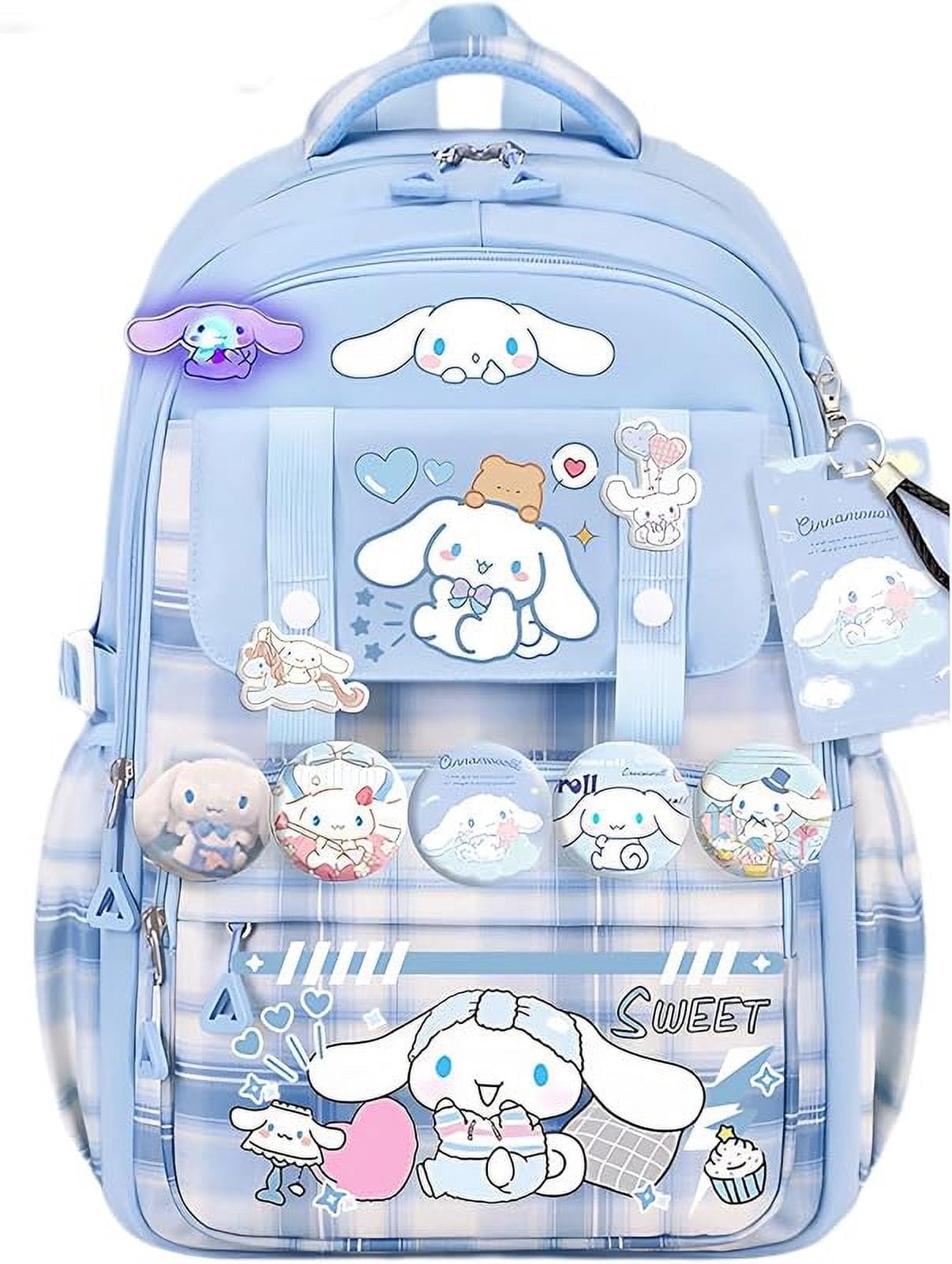 OdeJous Kawaii backpack with 18PCs accessories anime cartoon anti-theft travel aesthetic new semester gifts bag with cute pins…