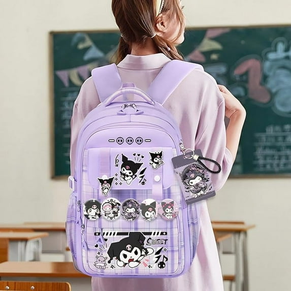 YAHAFEPY Kawaii backpack with 18PCs accessories anime cartoon anti-theft travel aesthetic new semester gifts bag with cute pins…