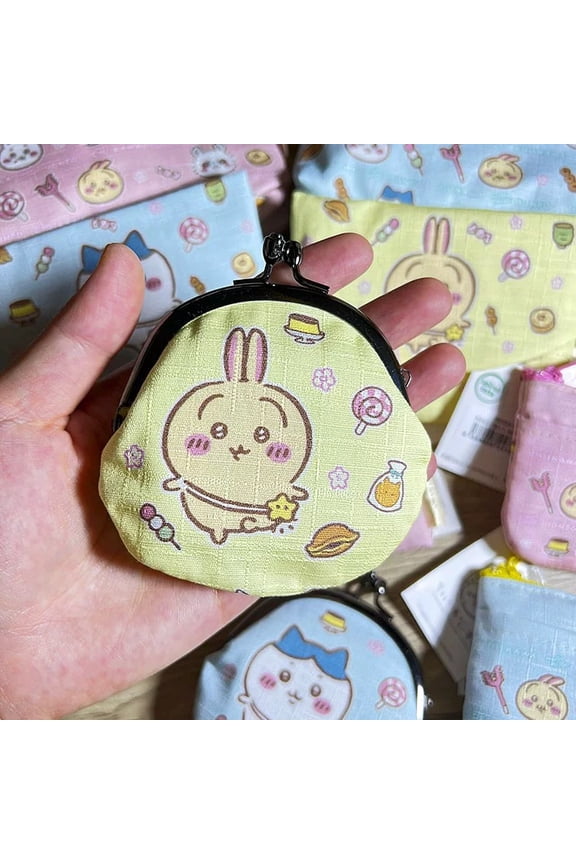 Kawaii chiikawa jiikawa gold cartoon cute little eight coin wallet Usaqi lipstick mini storage makeup bag birthday gift