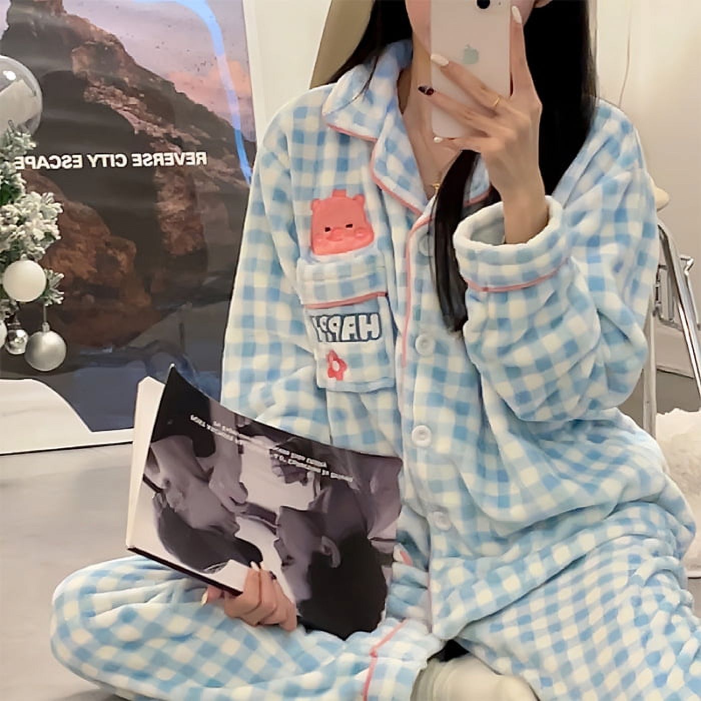 Kawaii Cartoon Fruits Pajamas Set main image 1