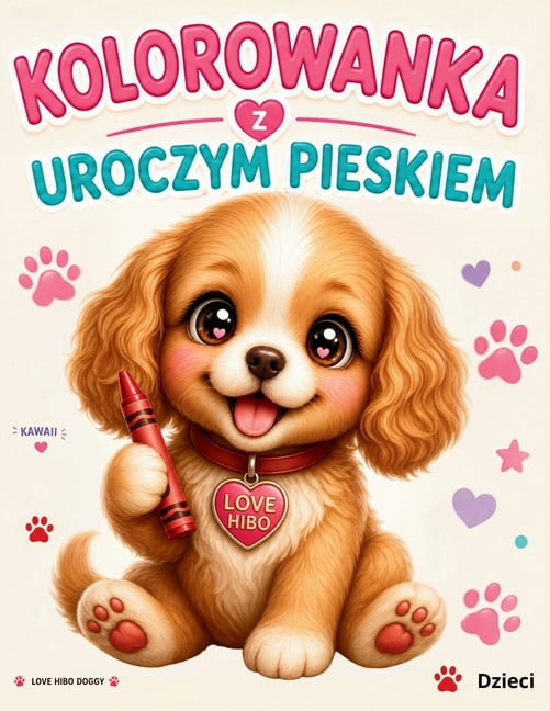 Kawaii kolorowanka z uroczym pieskiem Dzieci 4-8 & 8-12 LOVE HIBO DOGGY: Pelen milości na caly rok !, (Paperback)