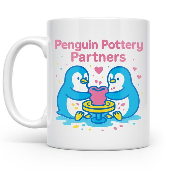 Kawaii Penguin 11 oz Coffee Mug - For Couples White Ceramic Gift