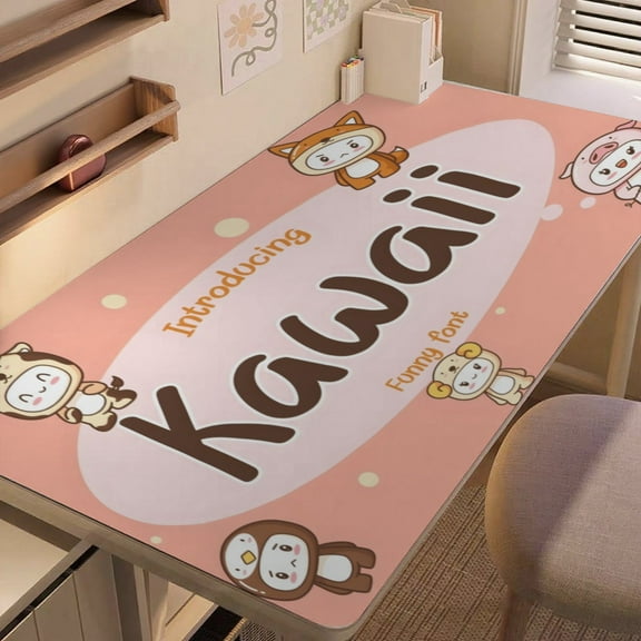 Kawaii-themed extra-large Non-Slip Base leather Desk Table matversatile for computer desks, dining tables, and more.12"x24"(30X60cm