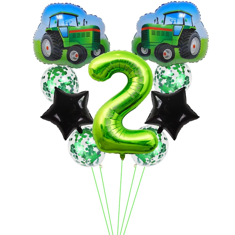 Kawailay Tractor 2nd Birthday Party Balloons Jumbo Tractor Birthday
