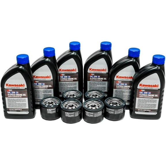 Kawasaki 6PK OEM 20W50 Motor Engine Oil 99969-6298 & 49065-7007 Oil Filter Kit