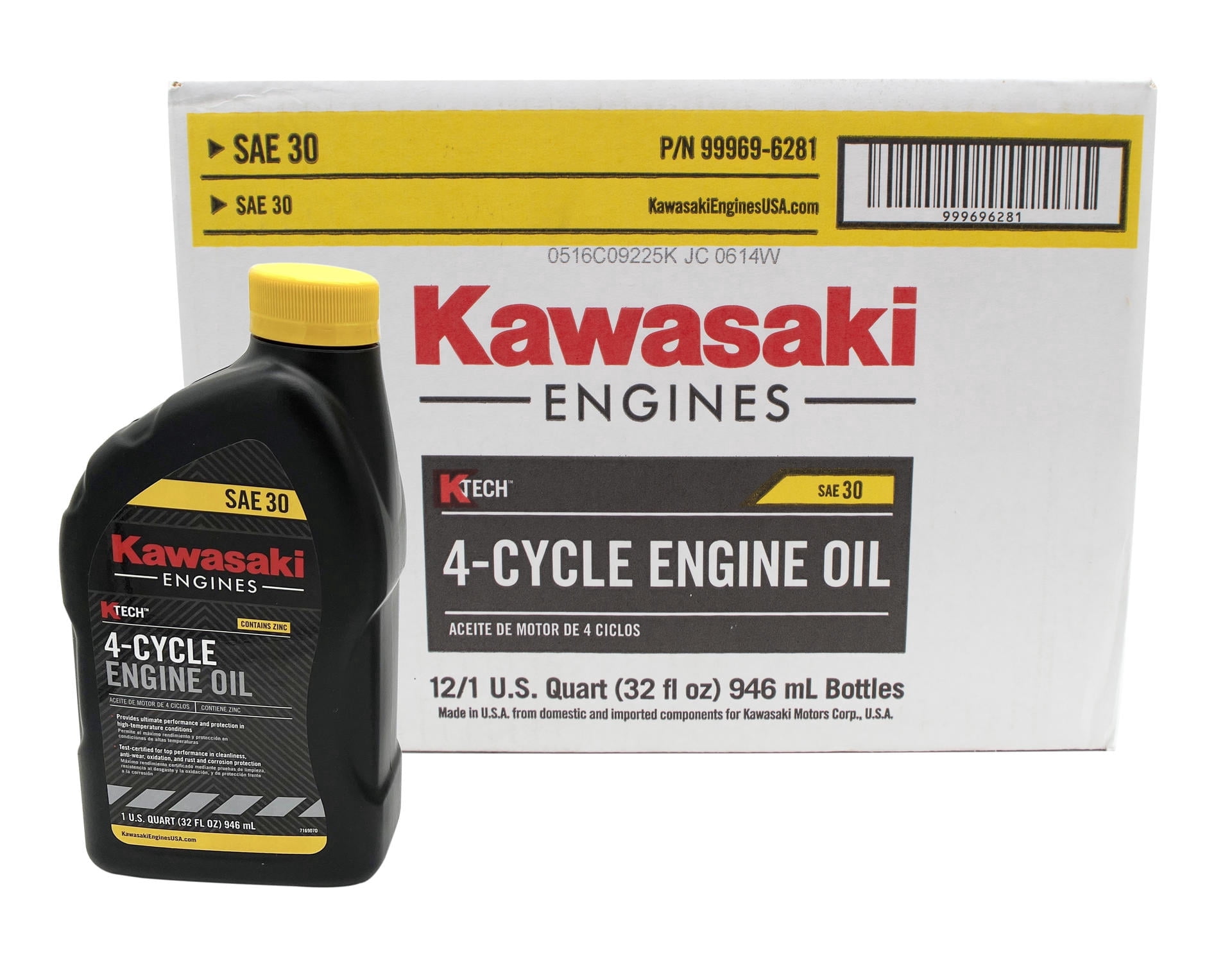 Kawasaki 99969-6281 Case of 12 Quarts of SAE 30 4 Cycle K-Tech Engine Oil