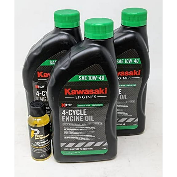 Kawasaki 99969-6296 SAE 10W-40 4-Cycle Engine Oil (3-Quarts) and Fuel Treatment