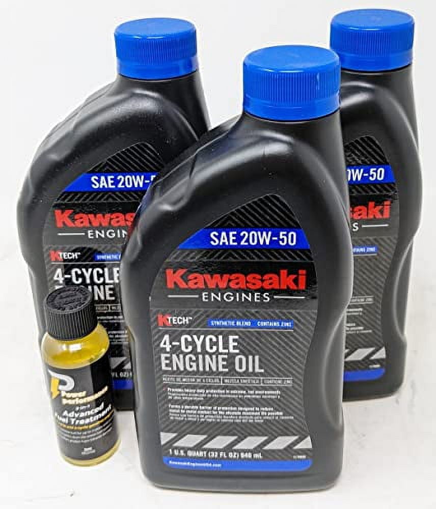 Kawasaki 99969-6298 SAE 20W-50 4-Cycle Engine Oil (3-Quarts) and Fuel Treatment