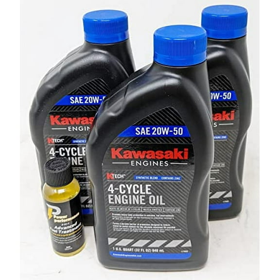 Kawasaki 99969-6298 SAE 20W-50 4-Cycle Engine Oil (3-Quarts) and Fuel Treatment