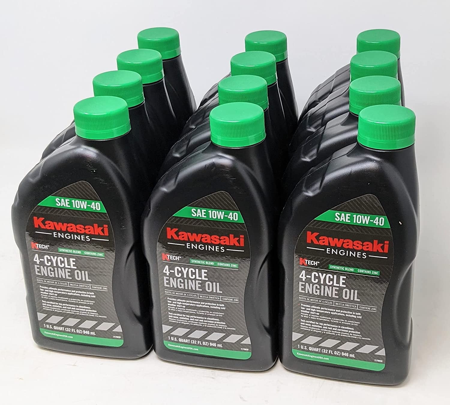 Kawasaki (Case of 12) Genuine OEM 10W40 Motor Oil Quart 4-Cycle K-Tech 99969-6296