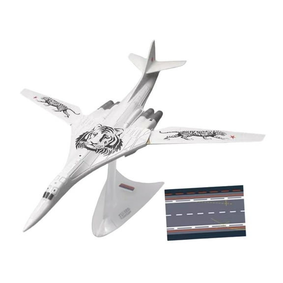 Almencla 1/200 Tupolev TU-160 Strategic Aircraft Model Aviation Collectibles Professional with Display Stand Airplane Miniature Tiger Pattern