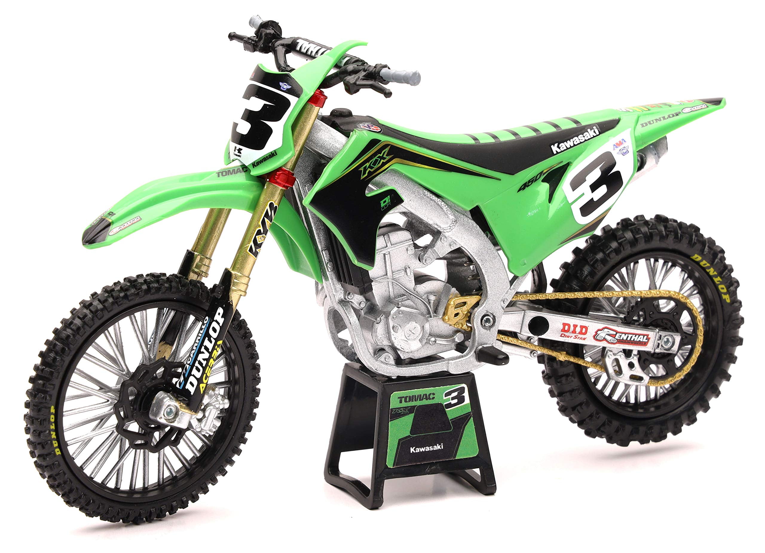 New Ray Kawasaki KX 450 #3 Eli Tomac Green Diecast Dirt Bike