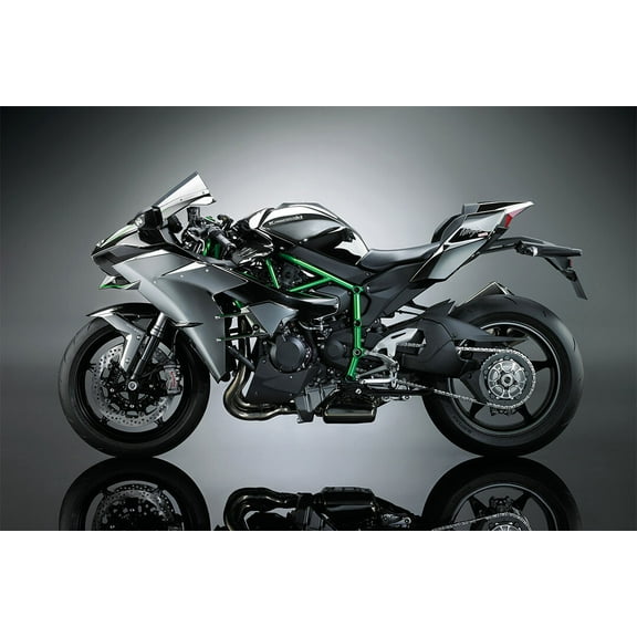 Kawasaki Ninja H2 Luxury Motorcycle Speed Wall Art Home Decor - 12x18 Inch Laminated Poster - Stunning Detail and Bold Colors