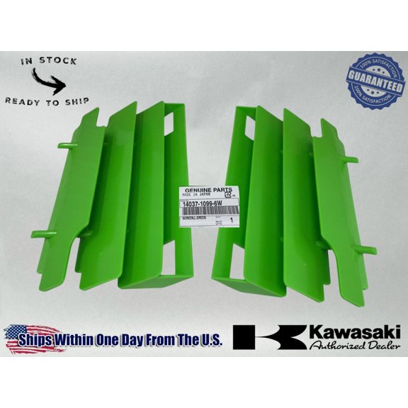 Kawasaki OEM 2 Radiator Shrouds Guards KX125 KX250 KX500 KDX250 14037-1099-6W