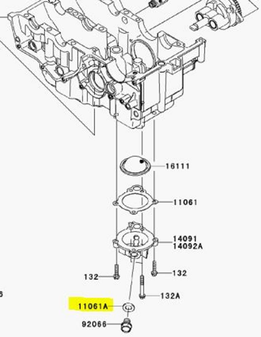 フラッシャー Kawasaki OEM Replacement Oil Drain Crush Washer, Part Number 11061