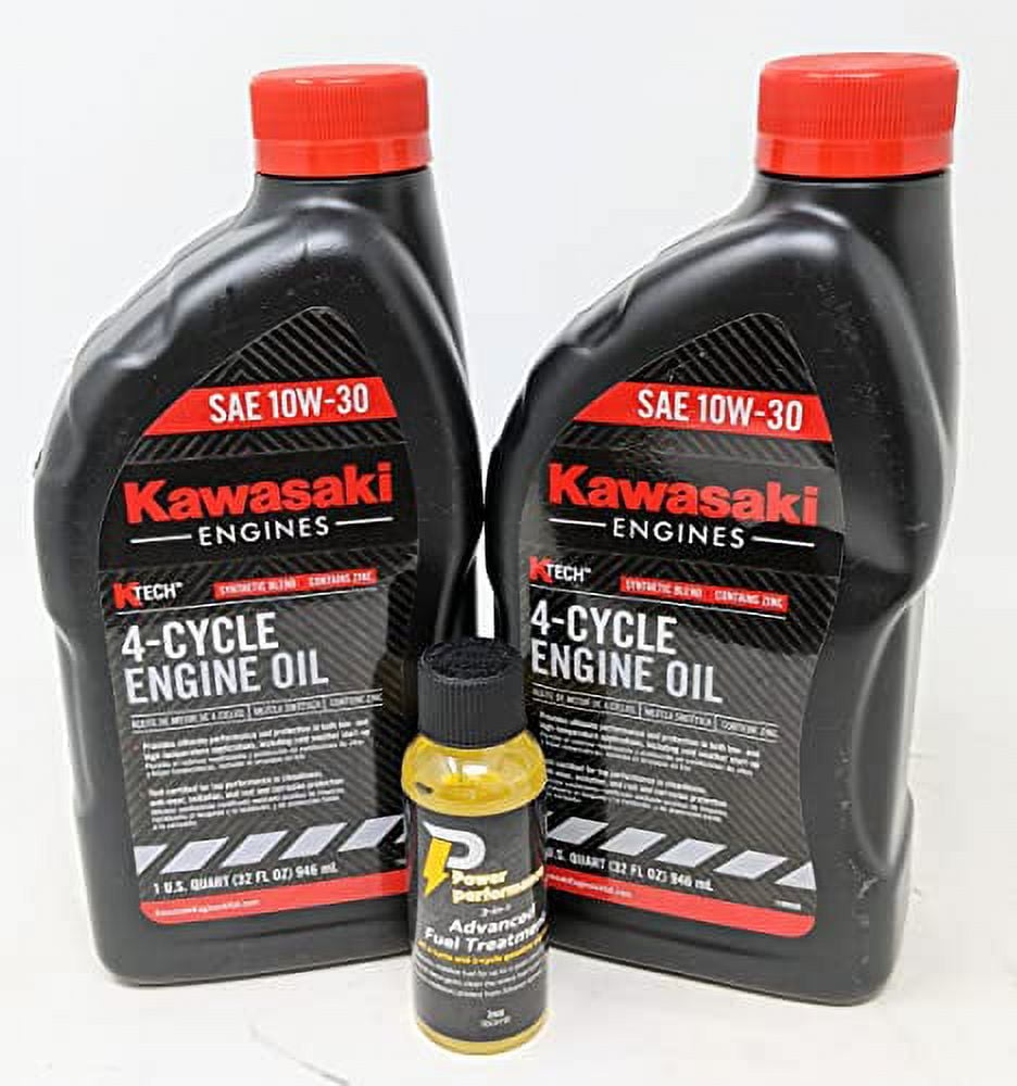 Kawasaki Pack of 2 99969-6081 SAE 10W-30 4-Cycle Engine Oil Quart and Fuel Treatment