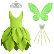 KAWELL Green Fancy Fairy Costume with Butterfly Wings for Toddler and Little Girls Halloween Birthday Party Dress Up
