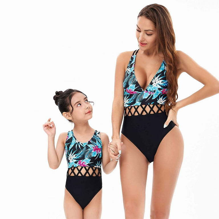 Kawell Matching Family Swimsuit Ruffle Women Swimwear Kids