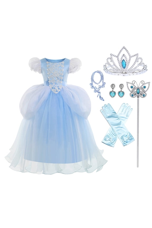 Princess Blue Toddler Girls Costume Dress Up Fancy Halloween Christmas Party
