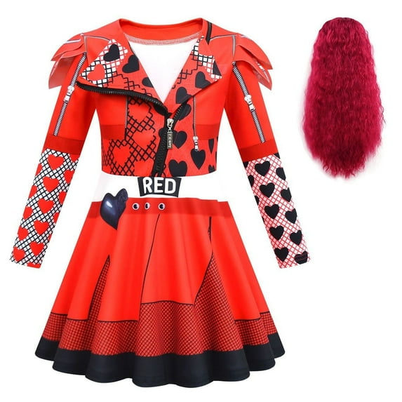 KAWELL Rise of Red Costume for Girls Zipper Jacket and Pants Red Halloween Dress Up 4-12 Years