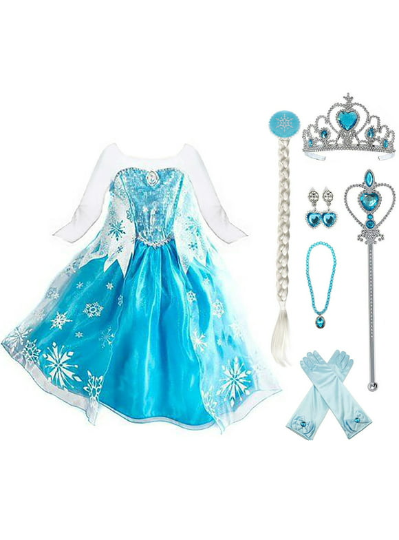 Kawell Sequin Princess Elsa Girl's Halloween Fancy-Dress Costume with Long Sleeve, Regular 2T