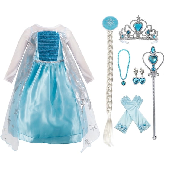KAWELL Princess Dress Girl's Halloween Fancy-Dress Costume with Long Sleeve, Child 6x