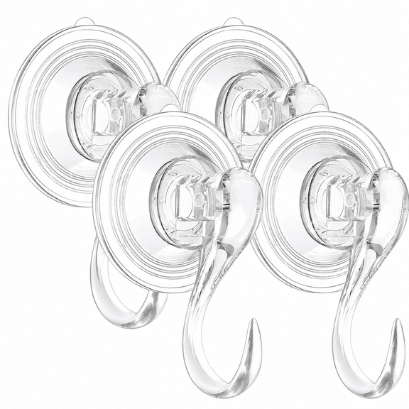 Kawihcie Suction Cup Hooks Heavy Duty Reusable Clear 4 Pack