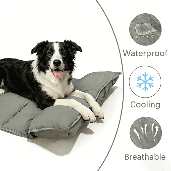 Kawiwi Cooling Dog Bed Mat, 45.3 x 27.6 x 5.5 in Water-Resistant Breathable Pet Cool Pad, Machine Washable Quilted Cushion for Dogs and Cats, Indoor Outdoor Car Use