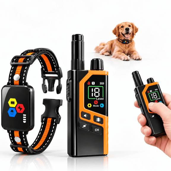 Kawiwi Dog Training Collar with Remote, 3280 ft Rechargeable E-Collar with Beep, Vibration and Shock, IP67 Waterproof Receiver, Digital Display and Safety Lock for Dogs 8-120 lb