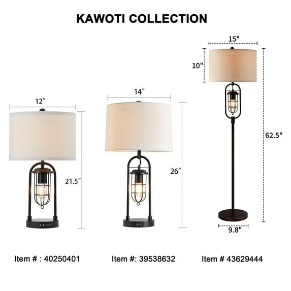 Kawoti 26inch Dark Bronze Table Lamp with USB Ports, Night Light Black,Bronze 1 Pack Bronze,Black