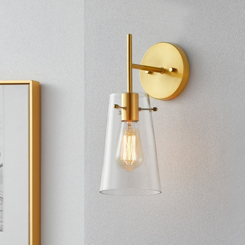 Kawoti Dimmable Brass and Gold Outdoor Wall Sconce, 13" Height