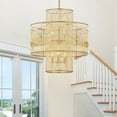 thumbnail image 1 of Kawoti  6-Light Gold Tiered Chandelier Pendant Light with Rattan Shade - 26 '' L x 26'' W x 47.75'' H, 1 of 10