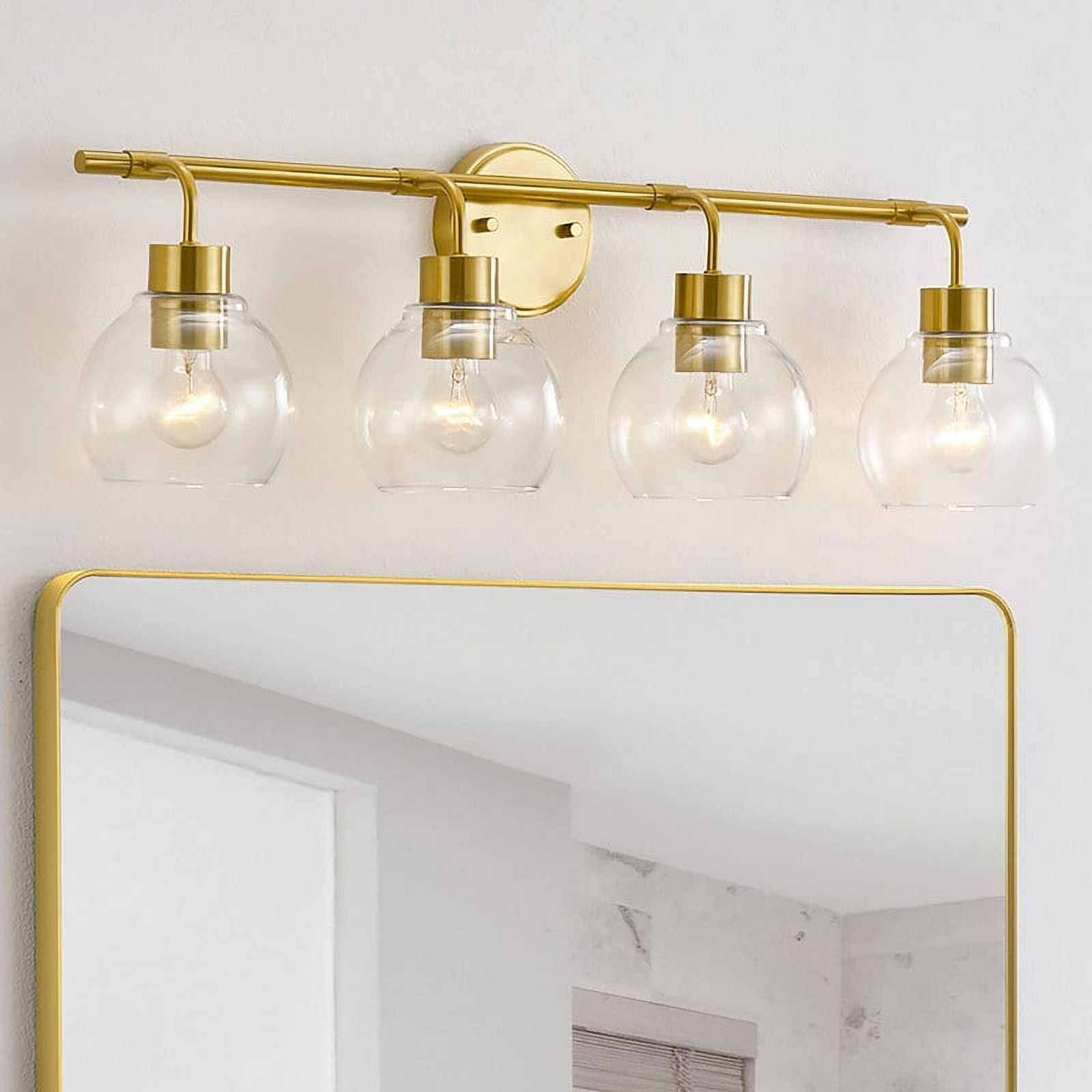 Kawoti Dimmable Bathroom Vanity Light with Clear Glass Shades W30.5"4