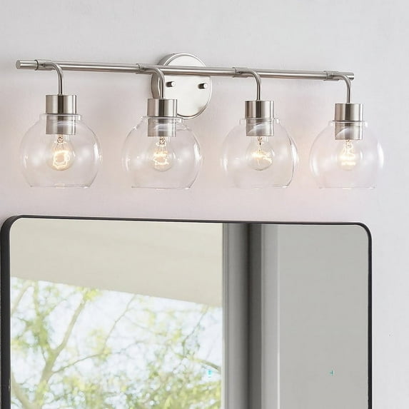 Kawoti Dimmable Bathroom Vanity Light with Clear Glass Shades W30.5"-4 light - Brushed Nickel