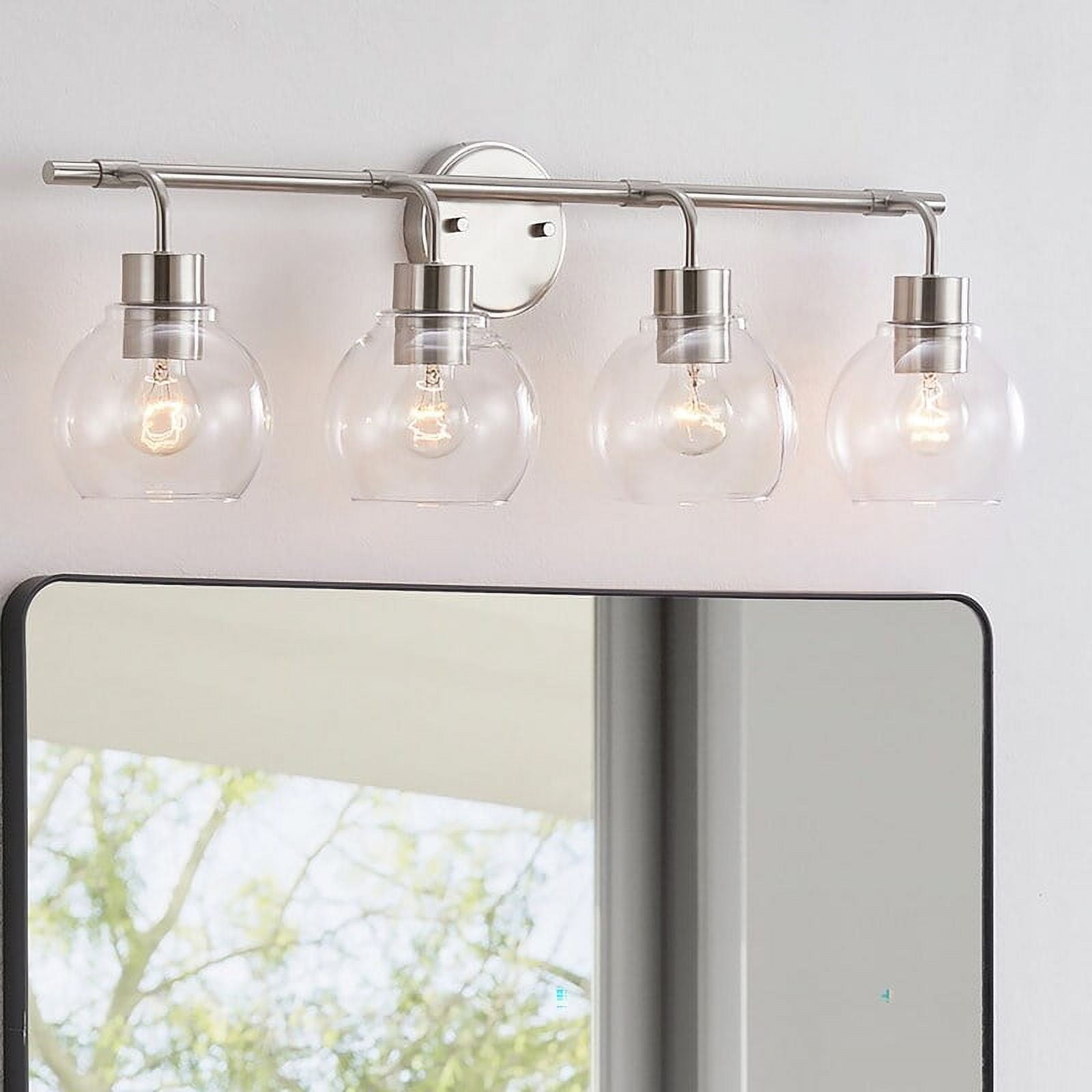 Kawoti Dimmable Bathroom Vanity Light with Clear Glass Shades W30.5"-4 ...