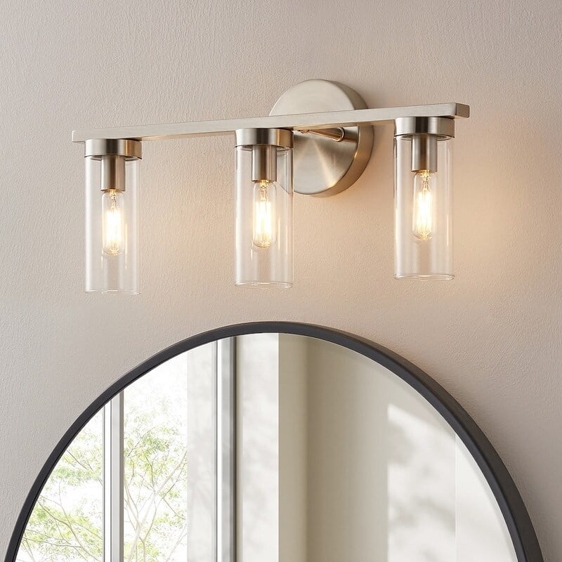 Kawoti Modern Dimmable Bathroom Vanity Light with Clear Cylinder Glass ...