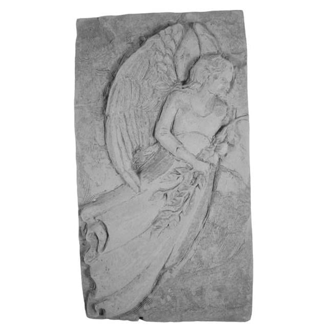 Gray Cast Stone Standing Angel Garden Plaque