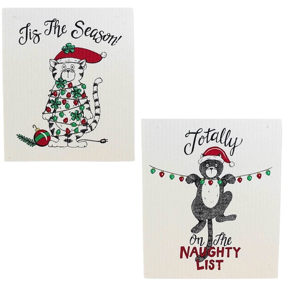 Kay Dee Designs 8.00In Cat....We Can Explain Swedish Fun Cloth Set, Cellulose, Kitten Paper Towel Alternative H7071
