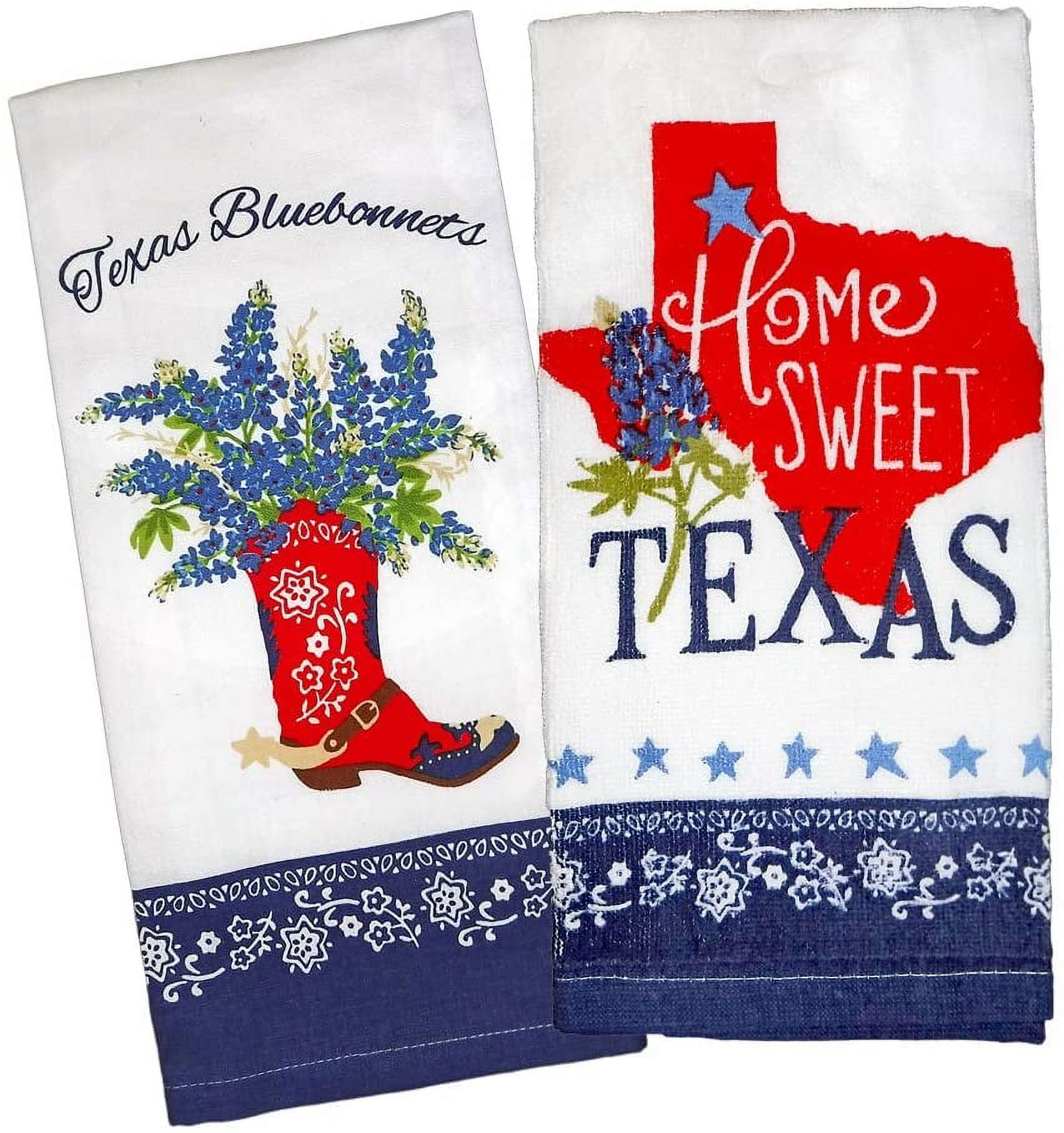 Kay Dee Designs Home Sweet Texas Bluebonnets Tea Towel and Cotton Terry Dishtowel (2 Item Bundle)