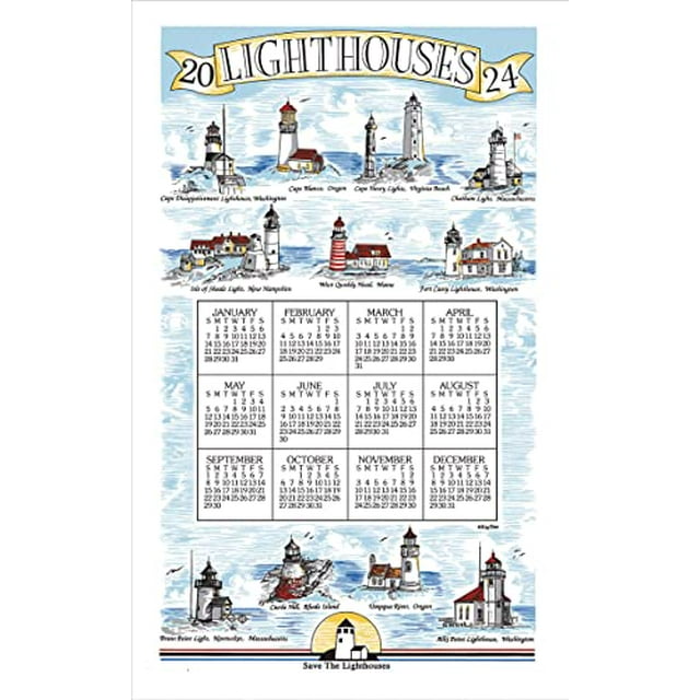 Kay Dee Designs Lighthouses 2024 Calendar Towel