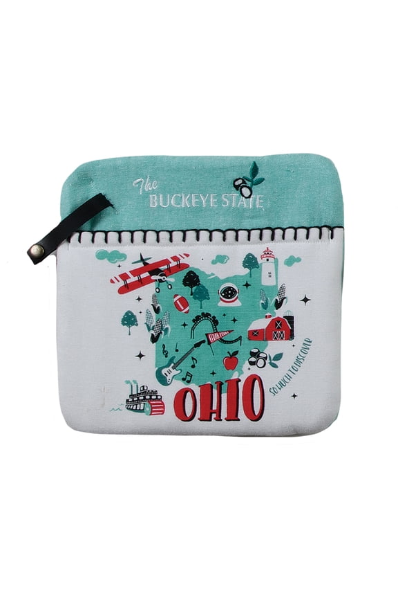 Retro Style State Of Ohio Teal Pockett Mitt