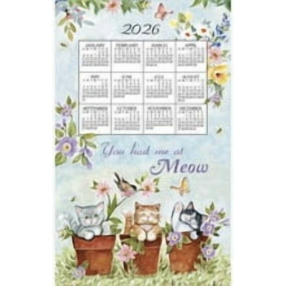 Kay Dee Designs kitten cat calendar 2026 linen cotton towel