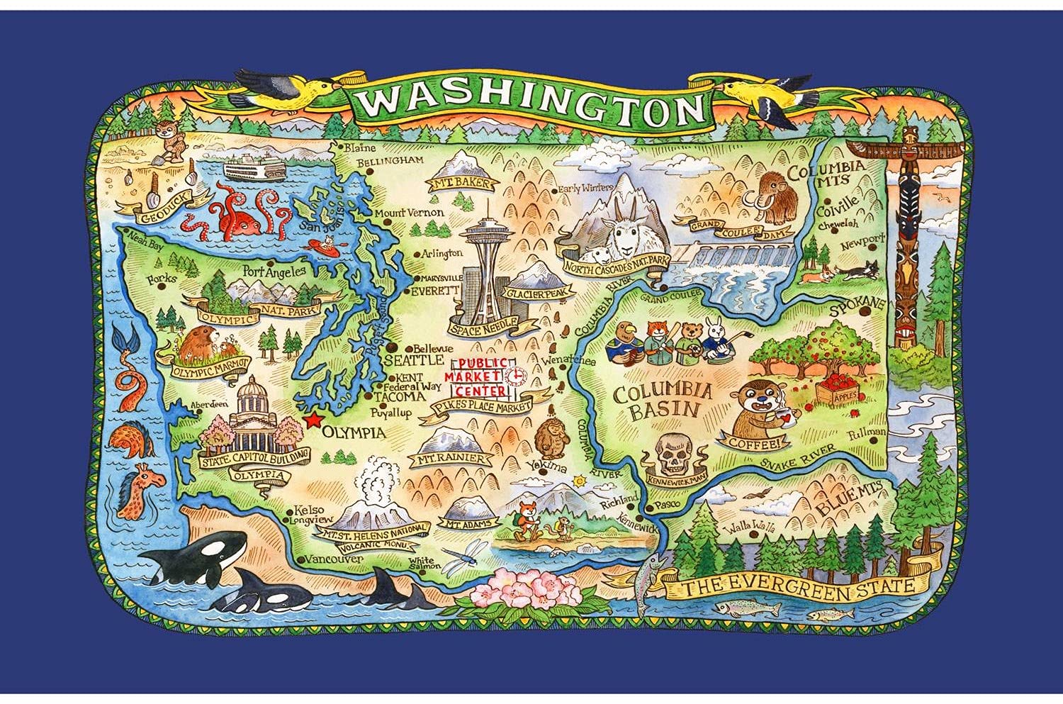 Kay Dee Washington State Tea Towel Adventure Destinations Souvenir ...