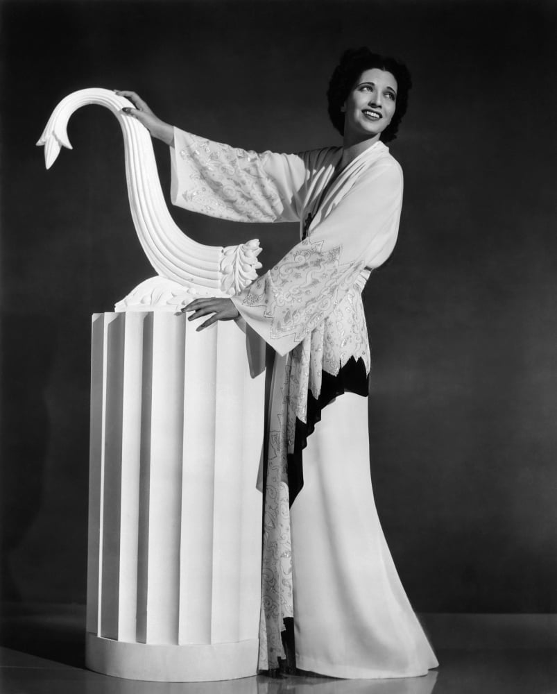 Kay Francis Modeling White-Crepe Lounging Robe With Crimson Trim Canvas Art - (16 x 20)